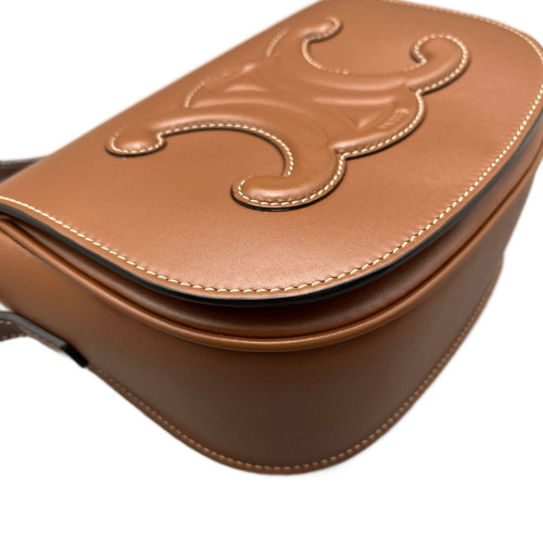Celine Triomphe Saddle Bag Calfskin Tan