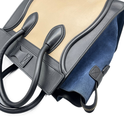 Celine Medium Luggage Phantom Calfskin Suede Beige Slate Blue