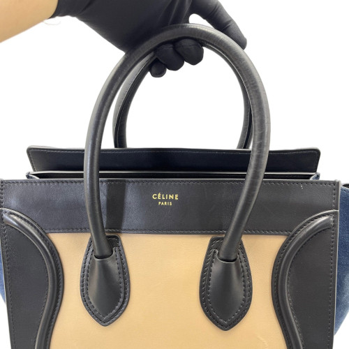 Celine Medium Luggage Phantom Calfskin Suede Beige Slate Blue