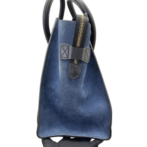 Celine Medium Luggage Phantom Calfskin Suede Beige Slate Blue