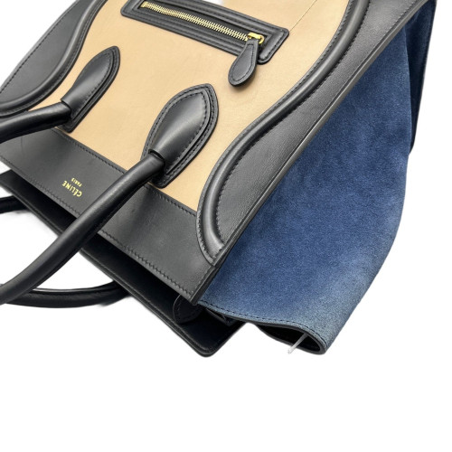 Celine Medium Luggage Phantom Calfskin Suede Beige Slate Blue