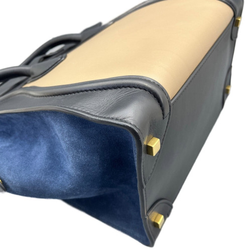 Celine Medium Luggage Phantom Calfskin Suede Beige Slate Blue