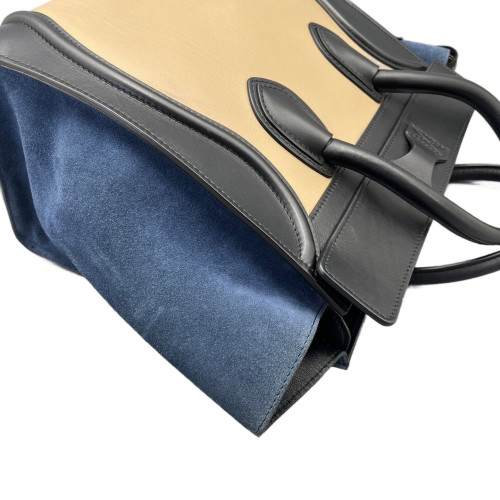 Celine Medium Luggage Phantom Calfskin Suede Beige Slate Blue