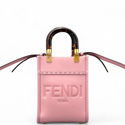 Fendi Mini Sunshine Shopper Tote Smooth Calfskin Pink