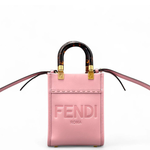 Fendi Mini Sunshine Shopper Tote Smooth Calfskin Pink