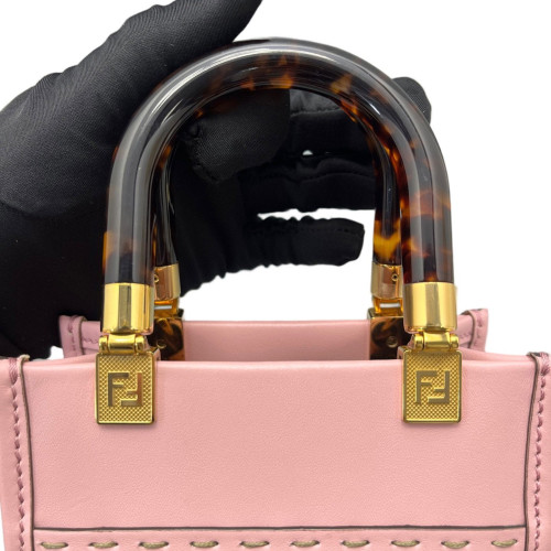 Fendi Mini Sunshine Shopper Tote Smooth Calfskin Pink