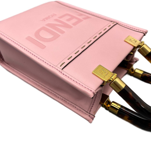 Fendi Mini Sunshine Shopper Tote Smooth Calfskin Pink