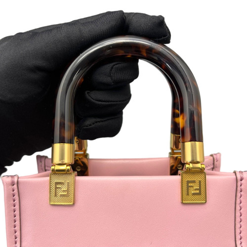 Fendi Mini Sunshine Shopper Tote Smooth Calfskin Pink