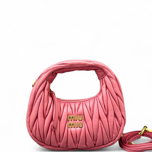Miu Miu Hobo Crumpled Lambskin Pink