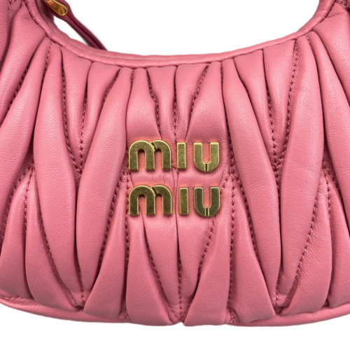 Miu Miu Hobo Crumpled Lambskin Pink