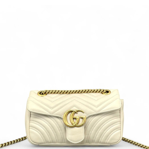 Gucci Chevron Small GG Marmont Calfskin White Gucci Chevron Small GG Marmont Calfskin White