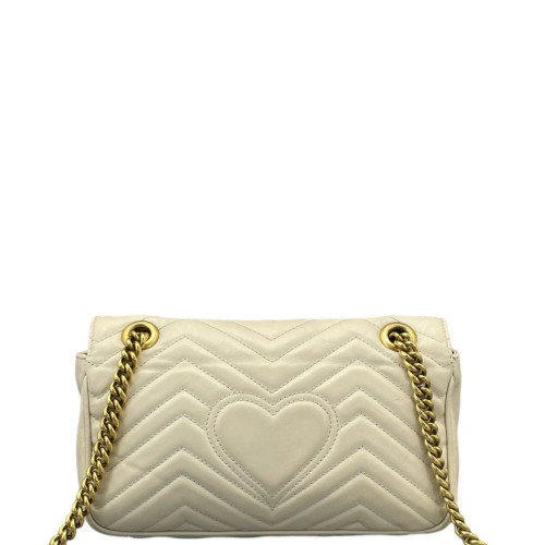 Gucci Chevron Small GG Marmont Calfskin White Gucci Chevron Small GG Marmont Calfskin White