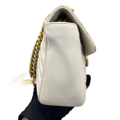 Gucci Chevron Small GG Marmont Calfskin White Gucci Chevron Small GG Marmont Calfskin White