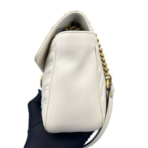 Gucci Chevron Small GG Marmont Calfskin White Gucci Chevron Small GG Marmont Calfskin White