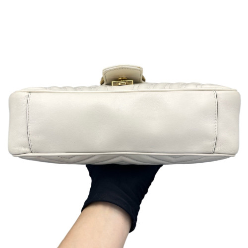 Gucci Chevron Small GG Marmont Calfskin White Gucci Chevron Small GG Marmont Calfskin White