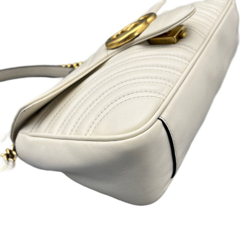 Gucci Chevron Small GG Marmont Calfskin White Gucci Chevron Small GG Marmont Calfskin White
