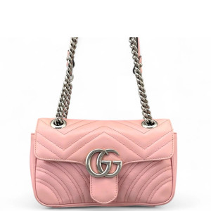 Gucci Chevron Mini GG Marmont Calfskin Pink