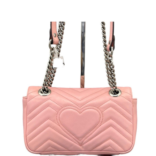 Gucci Chevron Mini GG Marmont Calfskin Pink Gucci Chevron Mini GG Marmont Calfskin Pink