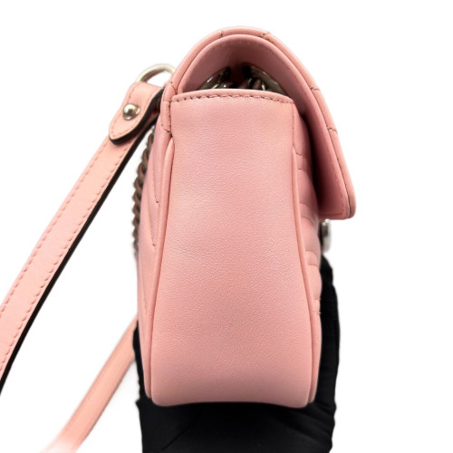 Gucci Chevron Mini GG Marmont Calfskin Pink Gucci Chevron Mini GG Marmont Calfskin Pink