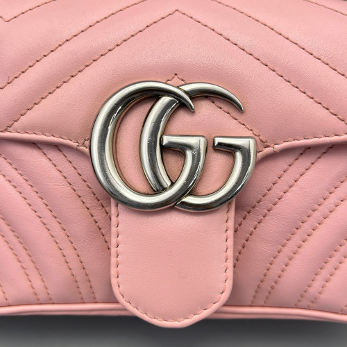 Gucci Chevron Mini GG Marmont Calfskin Pink Gucci Chevron Mini GG Marmont Calfskin Pink