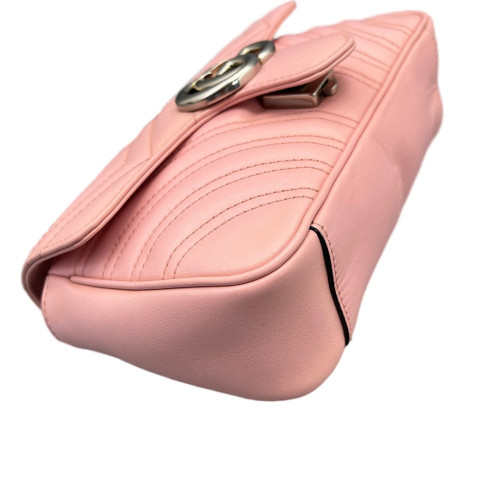Gucci Chevron Mini GG Marmont Calfskin Pink Gucci Chevron Mini GG Marmont Calfskin Pink