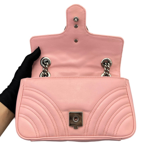 Gucci Chevron Mini GG Marmont Calfskin Pink Gucci Chevron Mini GG Marmont Calfskin Pink