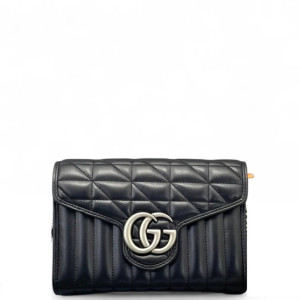 Gucci GG Marmont Chain Wallet Calfskin Black