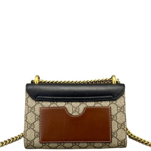 Gucci Small Padlock Shoulder Bag GG Supreme Monogram Brown Black