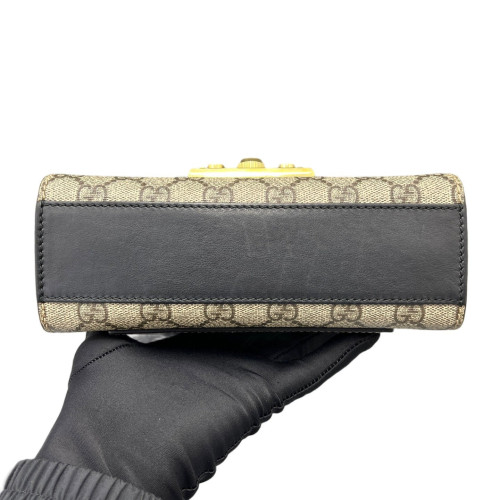 Gucci Small Padlock Shoulder Bag GG Supreme Monogram Brown Black