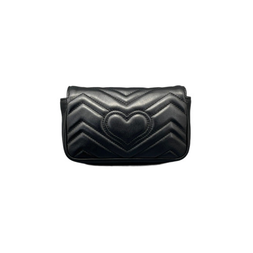 Gucci Chevron Super Mini GG Marmont Calfskin Black Gucci Chevron Super Mini GG Marmont Calfskin Black