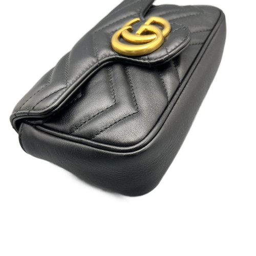 Gucci Chevron Super Mini GG Marmont Calfskin Black Gucci Chevron Super Mini GG Marmont Calfskin Black