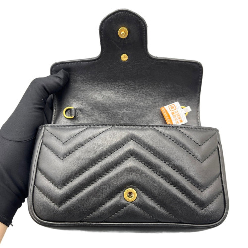 Gucci Chevron Super Mini GG Marmont Calfskin Black Gucci Chevron Super Mini GG Marmont Calfskin Black