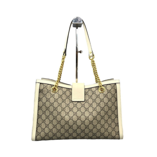 Gucci Medium Padlock Tote GG Supreme Monogram Brown White Gucci Medium Padlock Tote GG Supreme Monogram Brown White