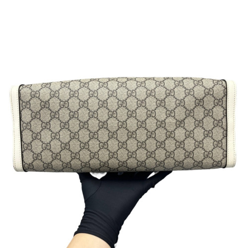 Gucci Medium Padlock Tote GG Supreme Monogram Brown White Gucci Medium Padlock Tote GG Supreme Monogram Brown White