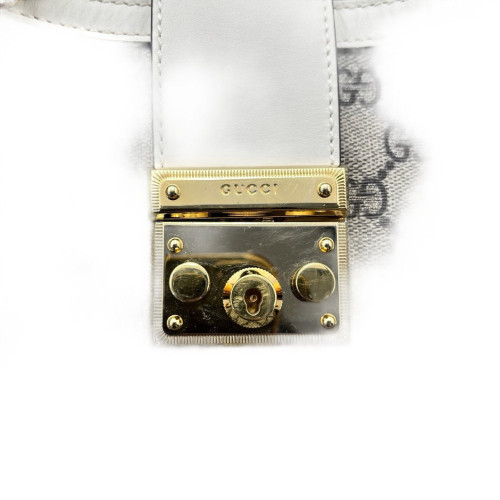 Gucci Medium Padlock Tote GG Supreme Monogram Brown White Gucci Medium Padlock Tote GG Supreme Monogram Brown White