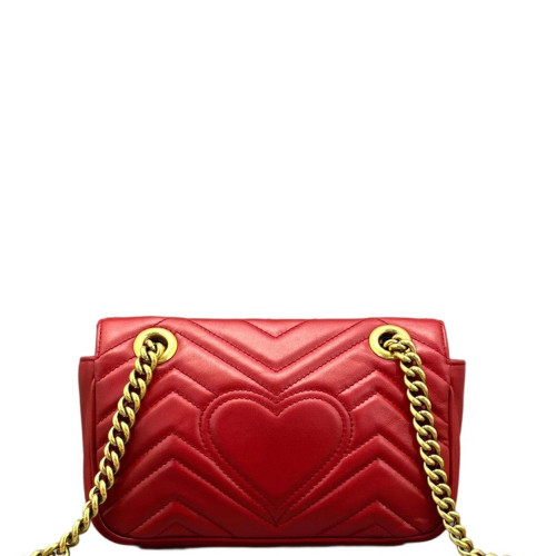 Gucci Chevron Mini GG Marmont Calfskin Red Gucci Chevron Mini GG Marmont Calfskin Red