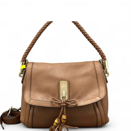 Gucci Bamboo Two-Way Bag Grained Calfskin Tan Gucci Bamboo Two-Way Bag Grained Calfskin Tan