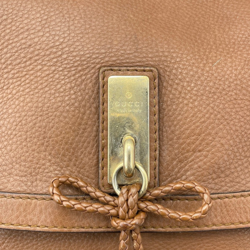 Gucci Bamboo Two-Way Bag Grained Calfskin Tan Gucci Bamboo Two-Way Bag Grained Calfskin Tan