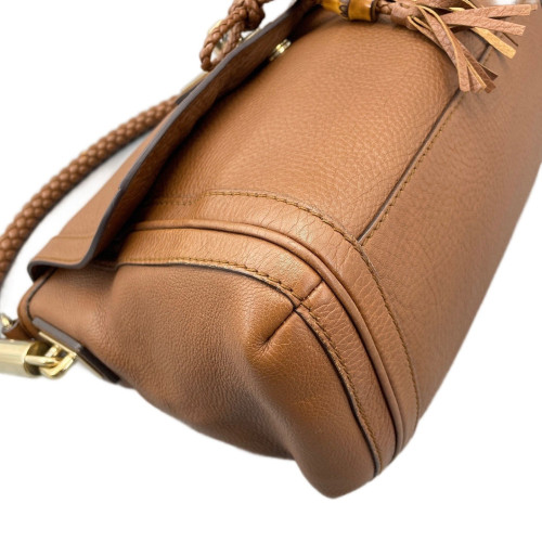 Gucci Bamboo Two-Way Bag Grained Calfskin Tan Gucci Bamboo Two-Way Bag Grained Calfskin Tan