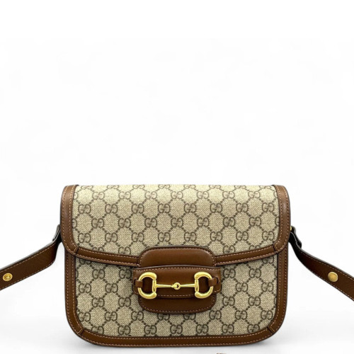 Gucci Small Horsebit 1955 GG Supreme Monogram Tan