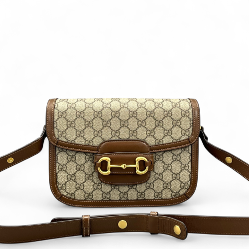 Gucci Small Horsebit 1955 GG Supreme Monogram Tan