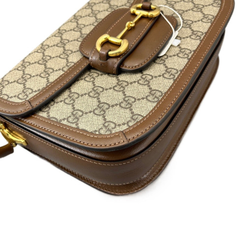 Gucci Small Horsebit 1955 GG Supreme Monogram Tan
