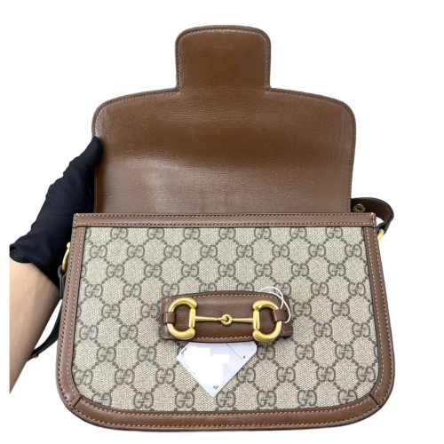 Gucci Small Horsebit 1955 GG Supreme Monogram Tan