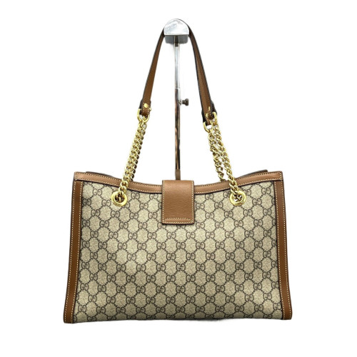 Gucci Medium Padlock Tote GG Supreme Monogram Tan