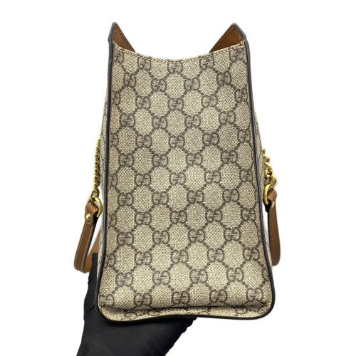 Gucci Medium Padlock Tote GG Supreme Monogram Tan