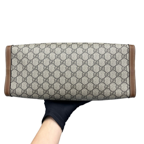 Gucci Medium Padlock Tote GG Supreme Monogram Tan