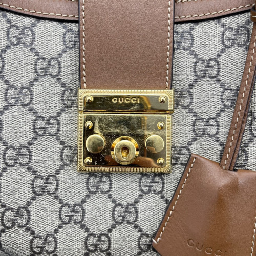 Gucci Medium Padlock Tote GG Supreme Monogram Tan