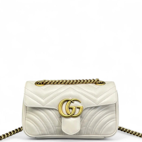Gucci Chevron Mini GG Marmont Calfskin White Gucci Chevron Mini GG Marmont Calfskin White