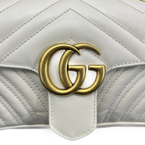 Gucci Chevron Mini GG Marmont Calfskin White Gucci Chevron Mini GG Marmont Calfskin White