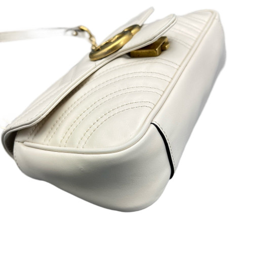 Gucci Chevron Mini GG Marmont Calfskin White Gucci Chevron Mini GG Marmont Calfskin White